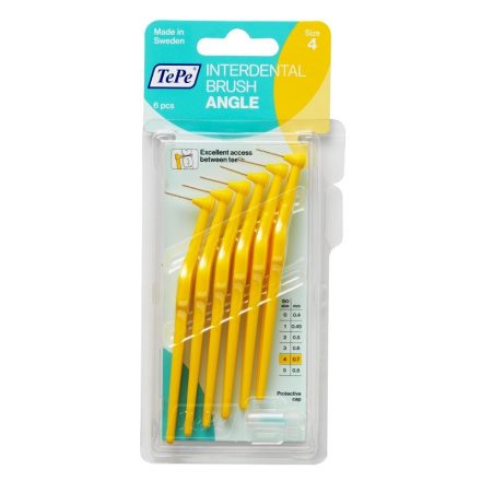 TePe interdental brush angle fogköztisztító kefe 6 db/csomag - 4-sárga (0,7 mm)