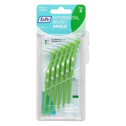 TePe interdental brush angle fogköztisztító kefe 6 db/csomag - 5-zöld (0,8 mm)