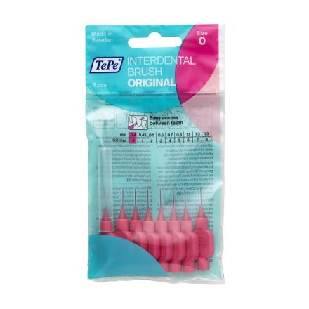 TePe Interdental brush original fogköztisztító kefe 8 db/csomag - 0-rózsaszín (0,4 mm)