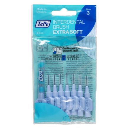 TePe Interdental brush extra soft fogköztisztító kefe 8 db/csomag - 3-kék (0,6 mm)
