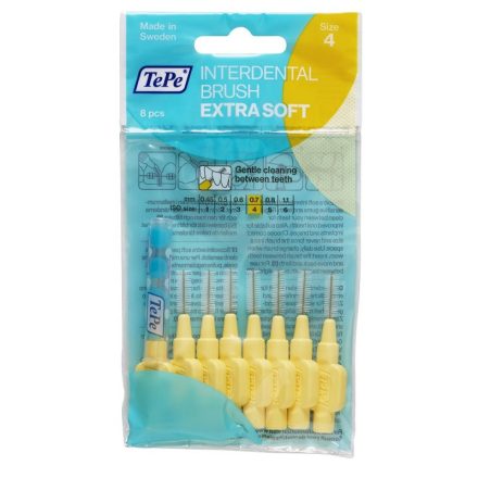 TePe Interdental brush extra soft fogköztisztító kefe 8 db/csomag - 4-sárga (0,7 mm) 