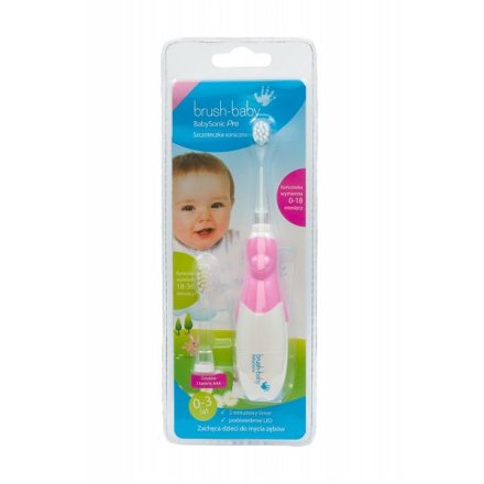 Brush-Baby BabySonic PRO világító elemes fogkefe 0-3 éves korig - pink