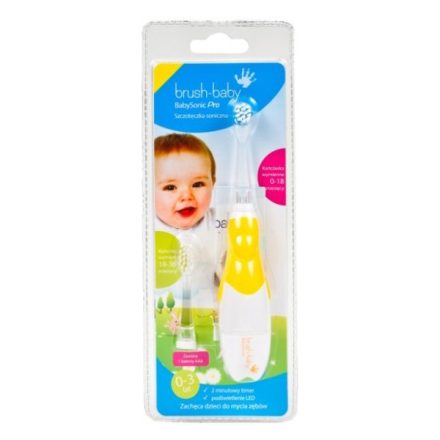 Brush-Baby BabySonic PRO világító elemes fogkefe 0-3 éves korig - sárga