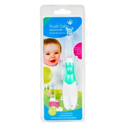 Brush-Baby BabySonic PRO világító elemes fogkefe 0-3 éves korig - zöld