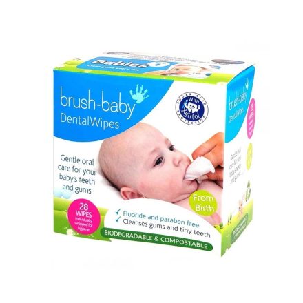 Brush-Baby DentalWipes Baba szájtisztító kendő 0-16 hónapos korig 28db