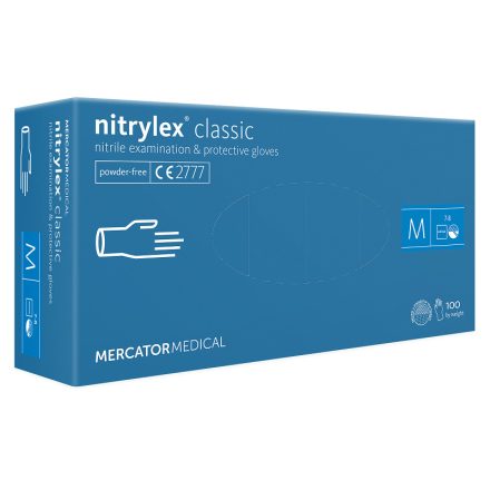 Nitril kesztyű púdermentes kék 100db - M - Mercator Medical