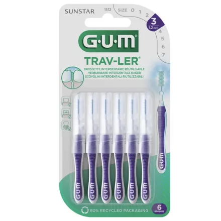 GUM Trav-ler fogköztisztító kefe - 1.2-lila-ISO 3 - 6db