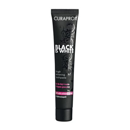 Curaprox Black is White fehérítő hatasú fogkrém aktív szénnel 90ml