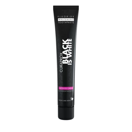 Curaprox Black is White fehérítő hatasú fogkrém aktív szénnel 90ml