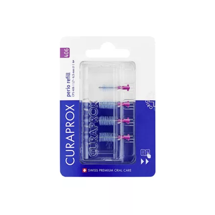 Curaprox Perio Plus fogköztisztító kefe utántöltő 4db - CPS 406 - sötét rózsaszín