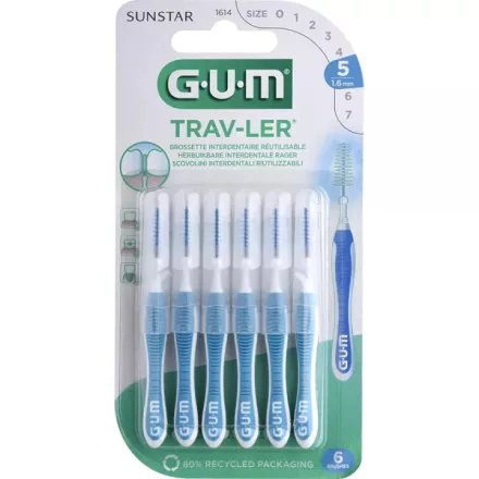 GUM Trav-ler fogköztisztító kefe - 1.6-kék-ISO 5 - 6db