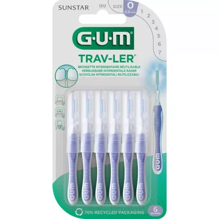 GUM Trav-ler fogköztisztító kefe - 0.6-világoslila-ISO 0 - 6db