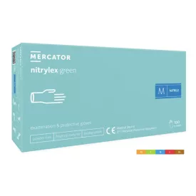   Mercator Nitril Green biológiailag lebomló zöld vizsgálókesztyű púdermentes 100db - S