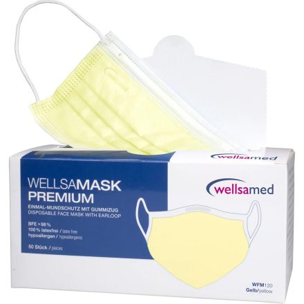 Wellsamask Colour line orvosi maszk 50db - sárga