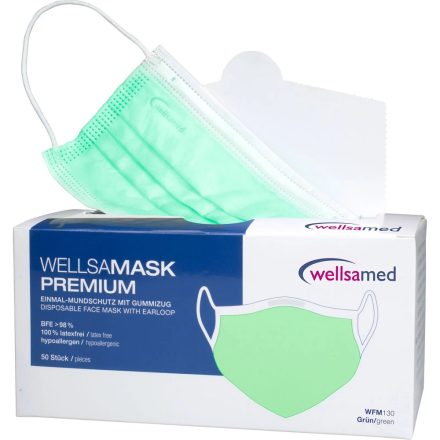 Wellsamask Colour line orvosi maszk 50db - zöld
