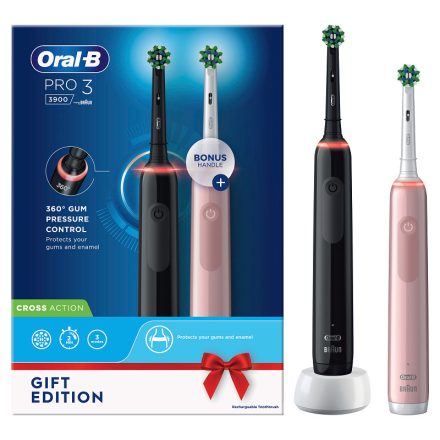 Oral-B PRO 3 3900 Black&Pink Duopack elektromos fogkefe csomag