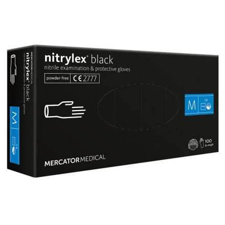 Nitril kesztyű púdermentes fekete 100db - XS - Mercator Medical