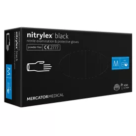   Nitril kesztyű púdermentes fekete 100db - M - Mercator Medical