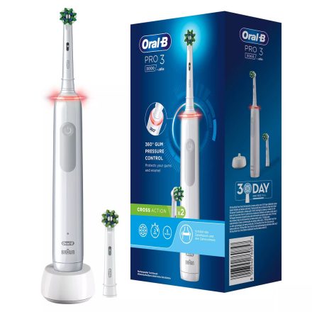 ORAL-B PRO 3 3000 White CROSSACTION elektromos fogkefe 2022 modell - 2db kefefej