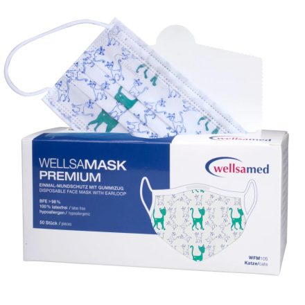 Wellsamask-Colour-line-orvosi-maszk-50db-macskák