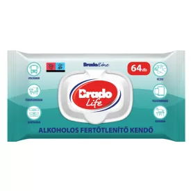   Bradolife alkoholos fertőtlenítő kendő 64db - visszazárható