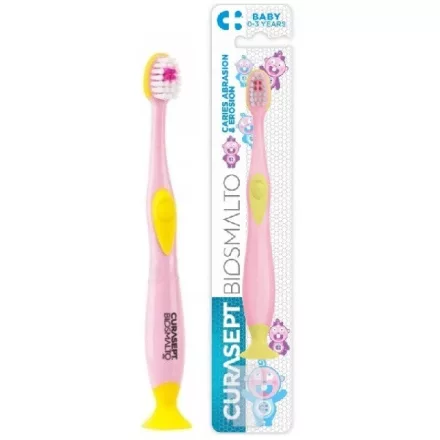 Curasept Biosmalto Baby fogkefe 0-3 éveseknek - pink