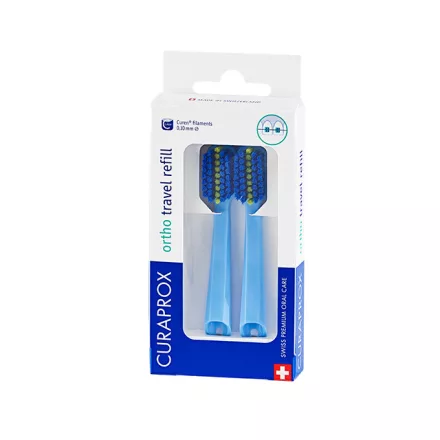 Curaprox CS 5460 Ortho fogkefe pótfej ortho utazó szetthez 2 db - kék