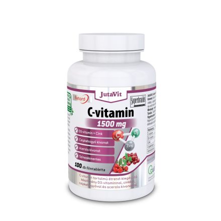 JutaVit C Vitamin 1500 mg nyújtott kioldódású csipkeb. + D3 vitamin + Cink - 100db