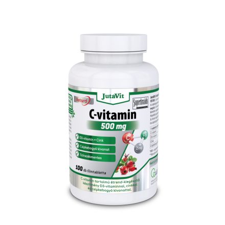 JutaVit C Vitamin 500 mg nyújtott kioldódású csipkeb. + D3 vitamin + Cink - 100db