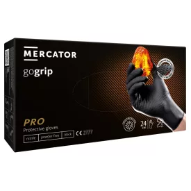   MERCATOR gogrip Fekete dupla vastag munkavédelmi nitril kesztyű, 50db - S