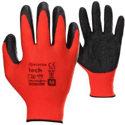 MERCATOR Tech red+black latex mártott munkavédelmi kesztyű 12pár - 11/XXL