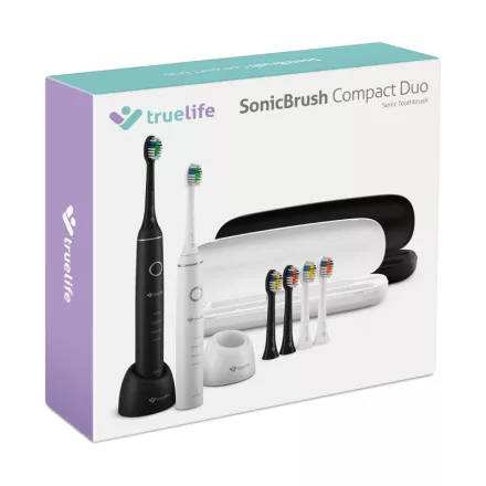 TrueLife SonicBrush Compact Duo Elektromos fogkefe csomag 2db - Fekete/fehér