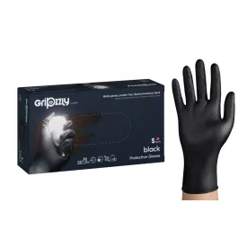 Gripzzly Ipari nitril kesztyű, púdermentes fekete 50db - M