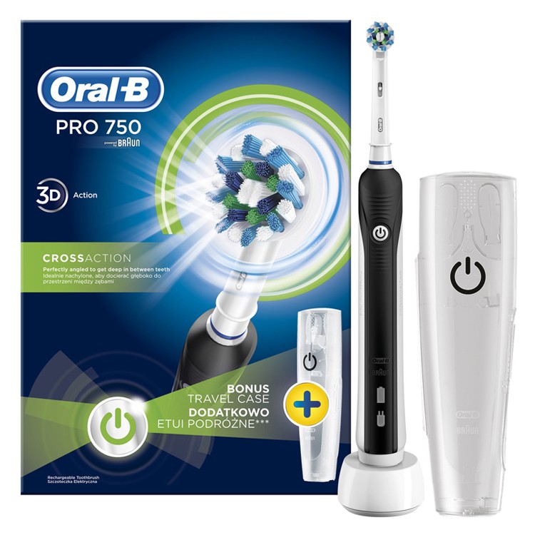 Oral-B PRO 750 Black CrossAction elektromos fogkefe Oral-B PRO 750 Black CrossAction elektromos fogkefe