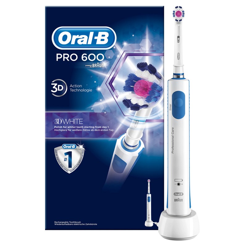 Oral-B PRO 600 3D White elektromos fogkefe Oral-B PRO 600 3D White elektromos fogkefe