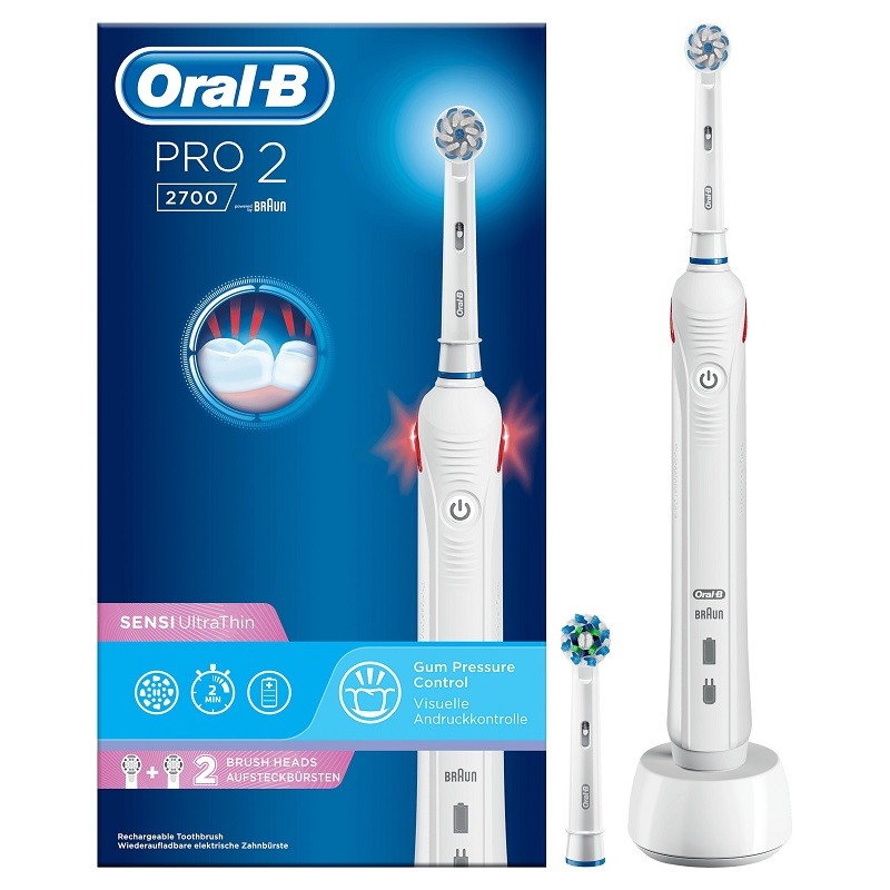 Oral-B PRO 2 2700 White Sensi UltraThin elektromos fogkefe Oral-B PRO 2 2700 White Sensi UltraThin elektromos fogkefe